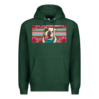 Sports Green english bulldog floral license plate Premium Hoodie - Artiststas