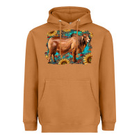 Meerkat brahman bull with aztec sunflower and leopard background Heavyweight Hoodie - RanaPortraitStore