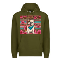Army Green british bulldog floral serape Premium Hoodie - Artiststas