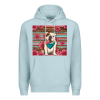 Blue Mist british bulldog floral serape Premium Hoodie - Artiststas