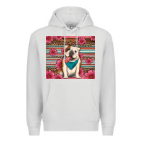 Dove Grey british bulldog floral serape Premium Hoodie - Artiststas