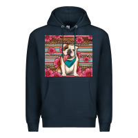 Navy british bulldog floral serape Premium Hoodie - Artiststas