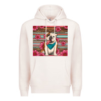Pale Pink british bulldog floral serape Premium Hoodie - Artiststas