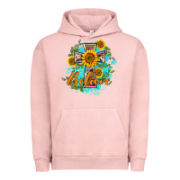 Pigment Salmon western belive sunflowers cross Urban Hoodie - BarkalooDesign