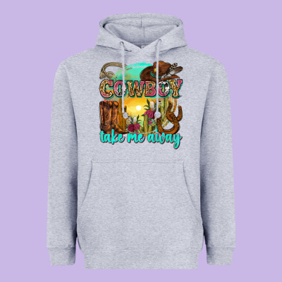 Cowboy Take Me Away Heavyweight Hoodie Designed By Zillion Design Studio