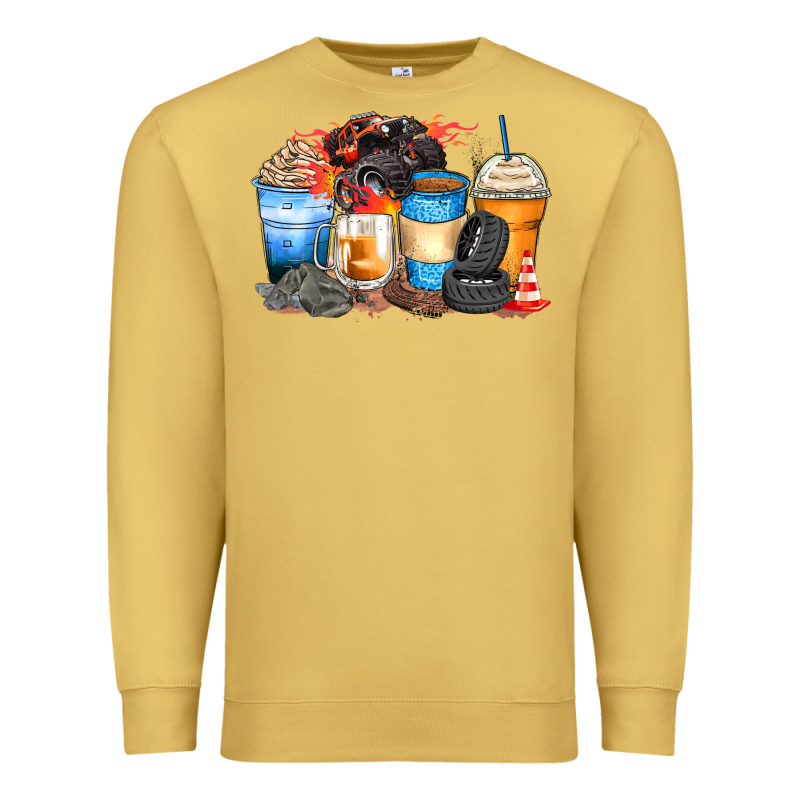 Monster Truck Coffee Cups Premium Sweatshirt by Zillion Design Studio | Teevron