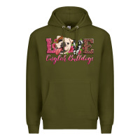 Army Green love english bulldogs Premium Hoodie - Artiststas