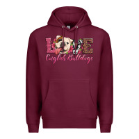 Burgundy love english bulldogs Premium Hoodie - Artiststas