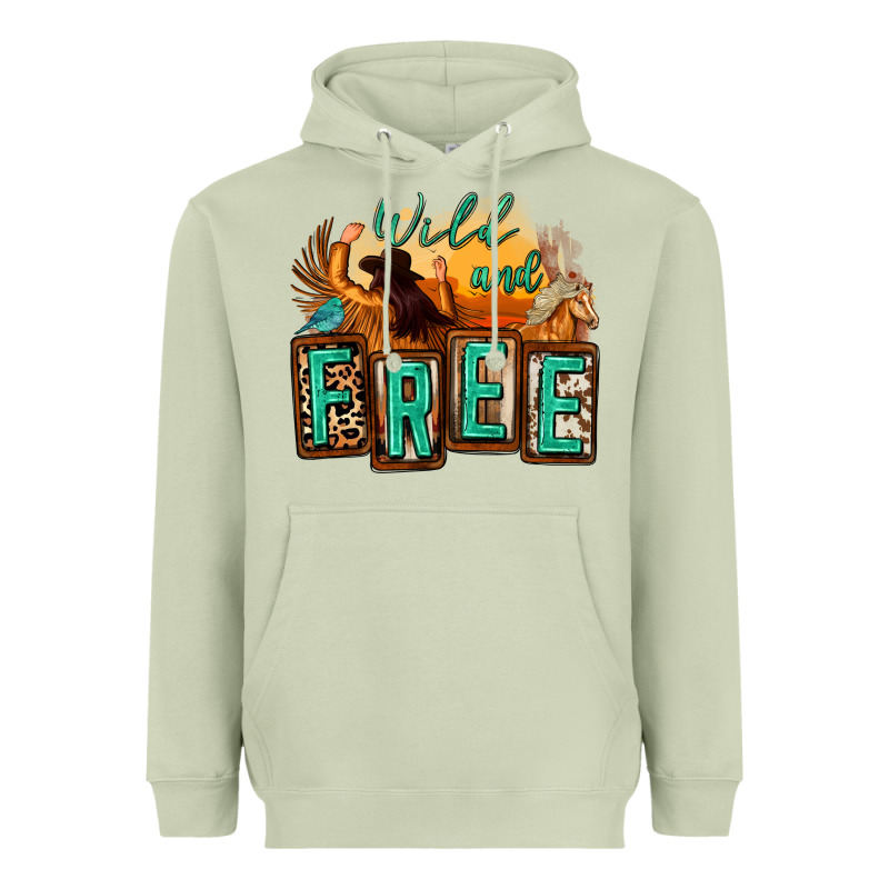 Wild And Free Cowgirl Horse Desert Heavyweight Hoodie by Zillion Design Studio | Teevron