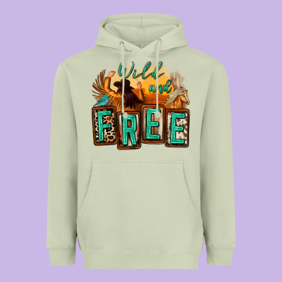 Wild And Free Cowgirl Horse Desert Heavyweight Hoodie Designed By Zillion Design Studio