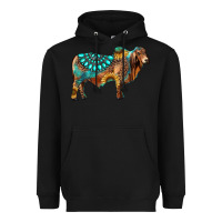 Black brahman bull gemstone turquoise and sunflower Heavyweight Hoodie - RanaPortraitStore