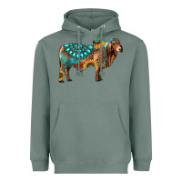 Sage brahman bull gemstone turquoise and sunflower Heavyweight Hoodie - RanaPortraitStore