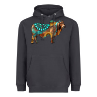 Smoke brahman bull gemstone turquoise and sunflower Heavyweight Hoodie - RanaPortraitStore
