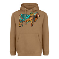 Toasted Coconut brahman bull gemstone turquoise and sunflower Heavyweight Hoodie - RanaPortraitStore