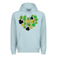 Blue Mist lucky heart shaped clover Premium Hoodie - AdoDesignShop
