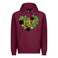 Burgundy lucky heart shaped clover Premium Hoodie - AdoDesignShop