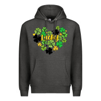 Charcoal Heather lucky heart shaped clover Premium Hoodie - AdoDesignShop