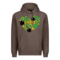 Coffee lucky heart shaped clover Premium Hoodie - AdoDesignShop
