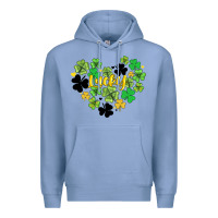 Colony Blue lucky heart shaped clover Premium Hoodie - AdoDesignShop