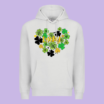 Lucky Heart Shaped Clover Premium Hoodie Designed By Adodesignshop