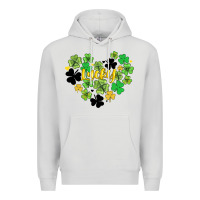 Dove Grey lucky heart shaped clover Premium Hoodie - AdoDesignShop