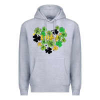Heather Grey lucky heart shaped clover Premium Hoodie - AdoDesignShop