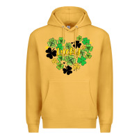 Mustard lucky heart shaped clover Premium Hoodie - AdoDesignShop