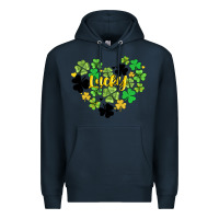 Navy lucky heart shaped clover Premium Hoodie - AdoDesignShop