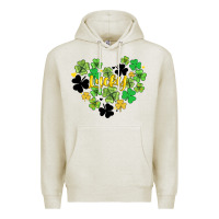 Oatmeal Heather lucky heart shaped clover Premium Hoodie - AdoDesignShop