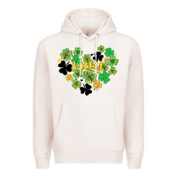 Pale Pink lucky heart shaped clover Premium Hoodie - AdoDesignShop