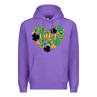 Purple lucky heart shaped clover Premium Hoodie - AdoDesignShop