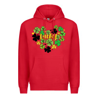 Red lucky heart shaped clover Premium Hoodie - AdoDesignShop