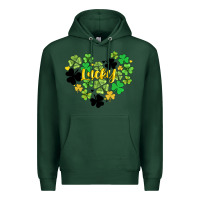 Sports Green lucky heart shaped clover Premium Hoodie - AdoDesignShop