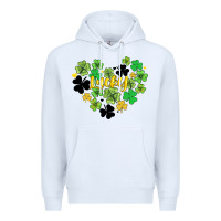 White lucky heart shaped clover Premium Hoodie - AdoDesignShop