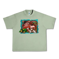 Oil Green farm life tractor cow pig rooster Urban Heavy Tee - Artiststas