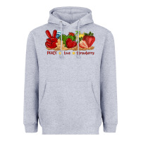 Heather Grey peace love strawberry with summer Heavyweight Hoodie - texasbilliewilder