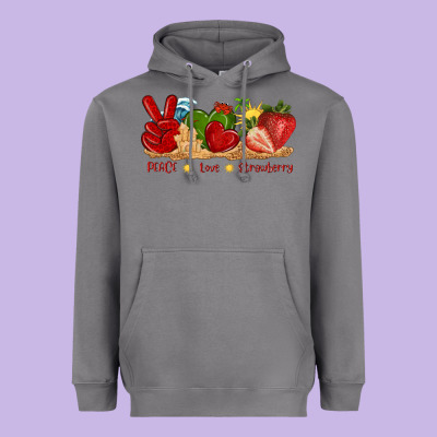 Peace Love Strawberry With Summer Heavyweight Hoodie Designed By Texasbilliewilder