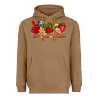 Toasted Coconut peace love strawberry with summer Heavyweight Hoodie - texasbilliewilder