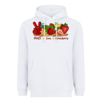 White peace love strawberry with summer Heavyweight Hoodie - texasbilliewilder