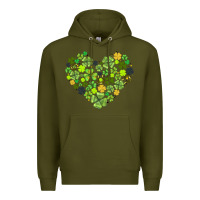 Army Green heart shaped clover Premium Hoodie - AdoDesignShop