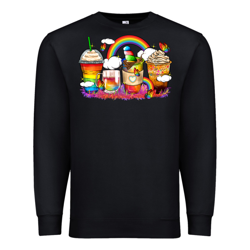Rainbow Coffee Cups Premium Sweatshirt by Zillion Design Studio | Teevron