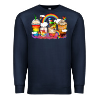 Navy rainbow coffee cups Premium Sweatshirt - Zillion Design Studio