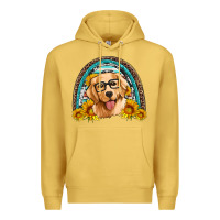 Antique Gold golden retriever rainbow Premium Hoodie - Artiststas