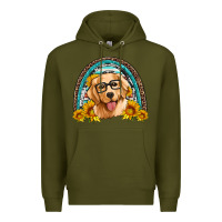 Army Green golden retriever rainbow Premium Hoodie - Artiststas