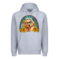 Heather Grey golden retriever rainbow Premium Hoodie - Artiststas