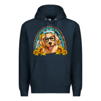 Navy golden retriever rainbow Premium Hoodie - Artiststas