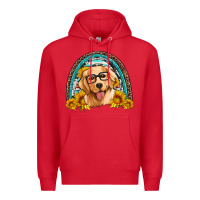 Red golden retriever rainbow Premium Hoodie - Artiststas