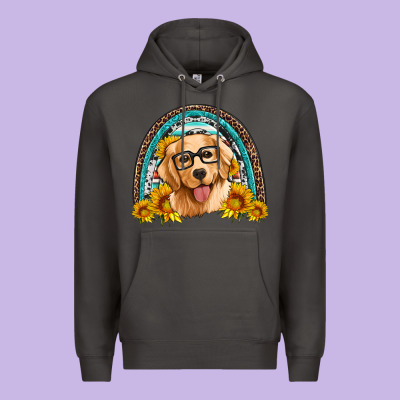 Golden Retriever Rainbow Premium Hoodie Designed By Artiststas