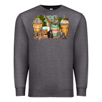 Charcoal Heather safari animals coffee cups Premium Sweatshirt - Zillion Design Studio
