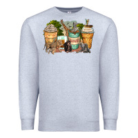 Heather Grey safari animals coffee cups Premium Sweatshirt - Zillion Design Studio